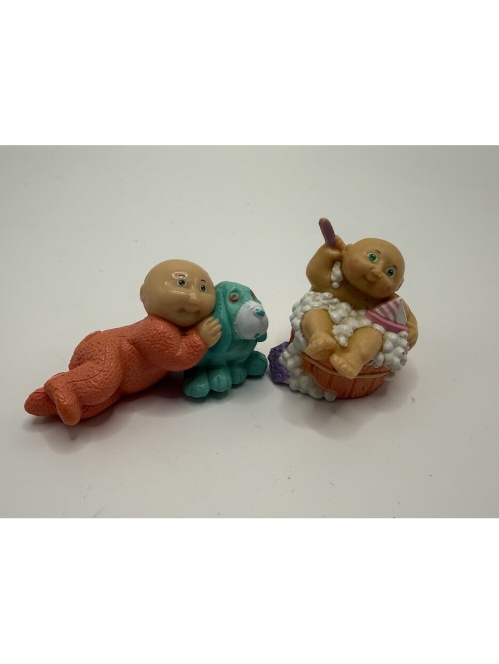 VTG Mini Cabbage Patch Kids Figures - Twin Girl & Boy Babies W/ One Dog Toy Lot2